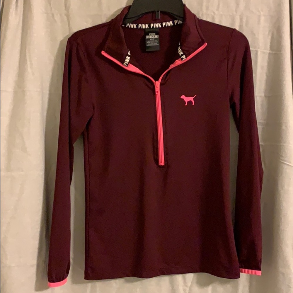 Pink three quarter zip pullover